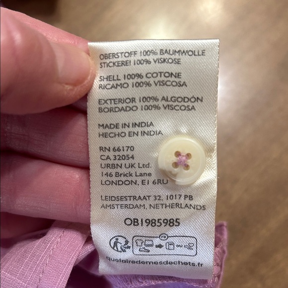 Anthropologie Maeve Fruit Surf Shirt XS Lavender Purple Cherry Embroidered - Picture 7 of 14